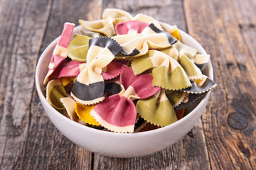 bowl of colored pasta