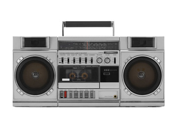 Retro ghetto blaster isolated on white with clipping path - obrazy, fototapety, plakaty
