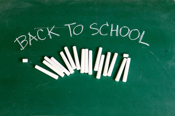 chalkboard with white chalk and wording "BACK TO SCHOOL" 