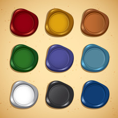 Set of Colorful Wax Seal : Vector Illustration