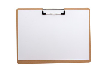 Naklejka premium wooden clipboard and white drawing paper with isolated