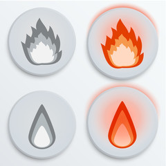 Fire flames red, set icons, vector illustration