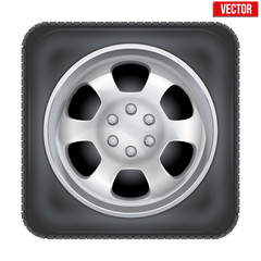 Obraz premium Icon of square car wheel on white background