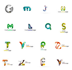 Set of colorful abstract letter corporate logos created with