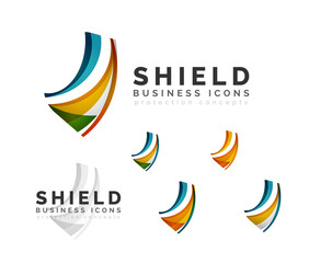 Set of protection shield logo concepts