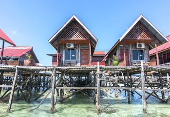 Water bungalows at Mabul Island in Borneo, Malaysia.
