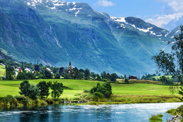 Norway - mountain landscape in village Olden.