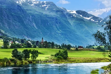  Norway - mountain landscape in village Olden. © Travel Faery