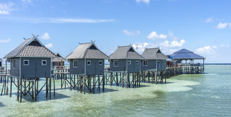 Bungalows on Mabul Island, Sabah, East Malaysia.