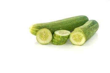 Cucumbers on a white background.
