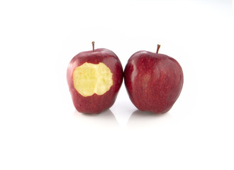 Two Red Apple on white background.