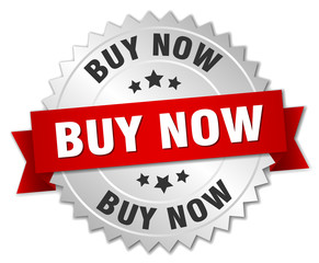 buy now 3d silver badge with red ribbon