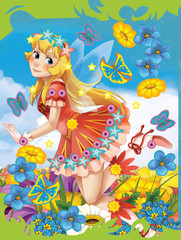Fototapeta na wymiar Cartoon fairy princess - illustration for the children
