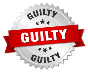 guilty 3d silver badge with red ribbon