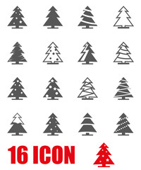 Vector grey christmas tree icon set