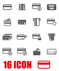 Vector grey credit card icon set