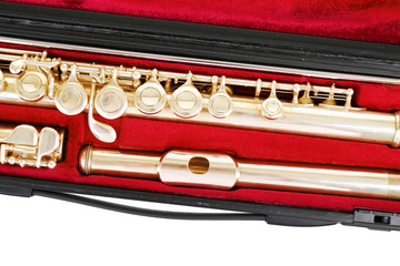 Flute in case close up