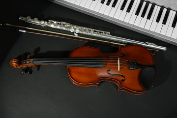 Fototapeta premium Musical instruments on dark background