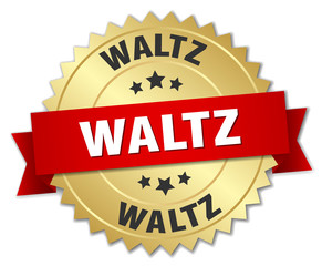 waltz 3d gold badge with red ribbon