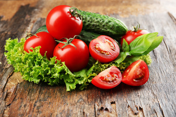 Fresh vegetables on wooden background