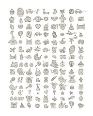Fototapeta na wymiar Set of 126 baby icons for your design