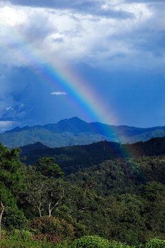 Real rainbow at Huai Nam Dang National Park, Chiang Mai, Thailan