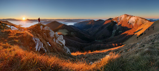 Mountain panorama before sunrise in Slovakia