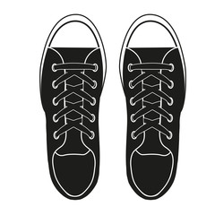 Silhouette simple symbol of gumshoes sneakers. Vector Illustration.