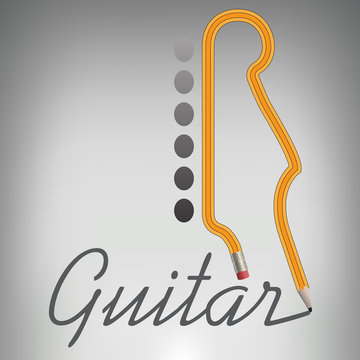 A Guitar Pencil Writes its Own Name for Print or Web