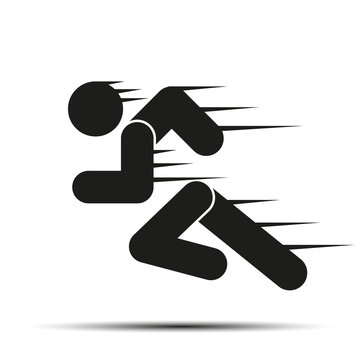 Running people in motion. Simple symbol of run isolated on a white background.