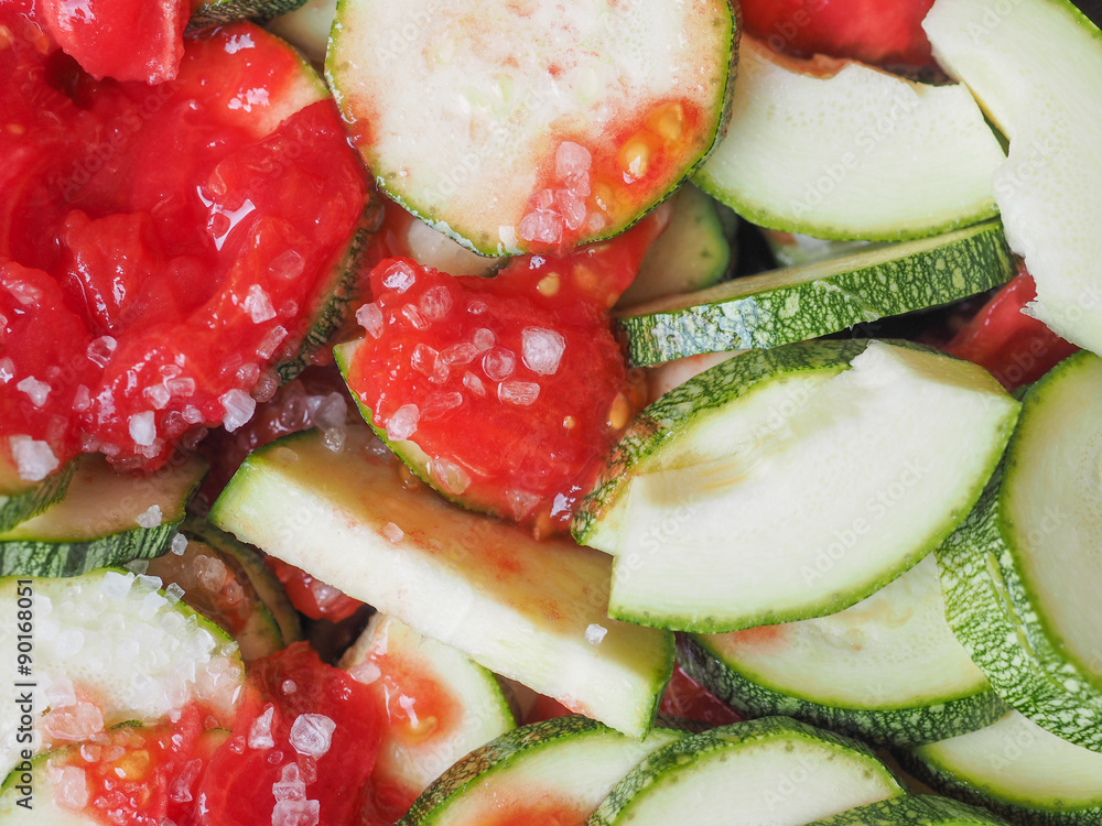 Wall mural Zucchini with tomato