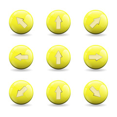 Set of yellow buttons with various arrows