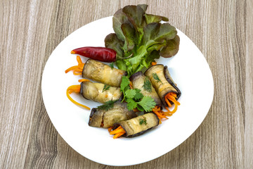 Eggplant rolls with carrot
