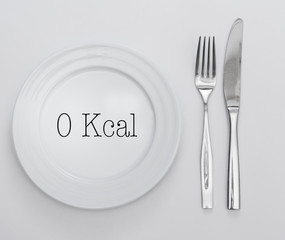 Empty plate with text 0 Kcal