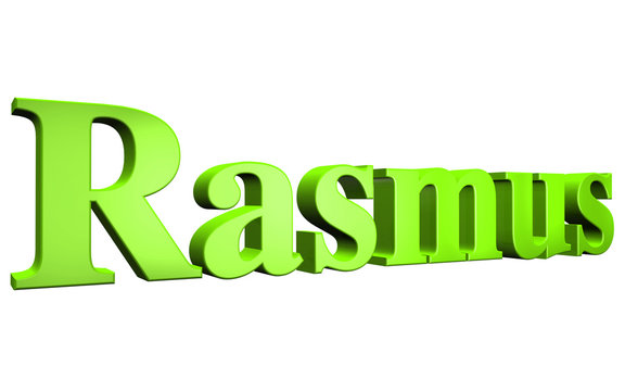3D Rasmus text on white background