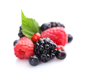 Group of fresh berries isolated on white