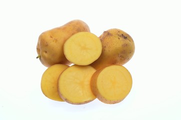 Fresh potatoes isolated on white background