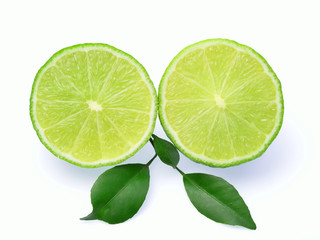 slice of fresh lime olated on white background