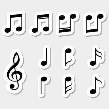 Set of music notes, black sticker design