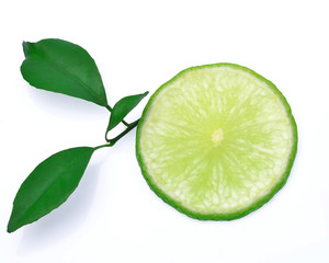 slice of fresh lime olated on white background