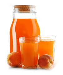 Peach juice isolated on white