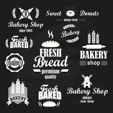 Retro bakery and coffee logotypes set
