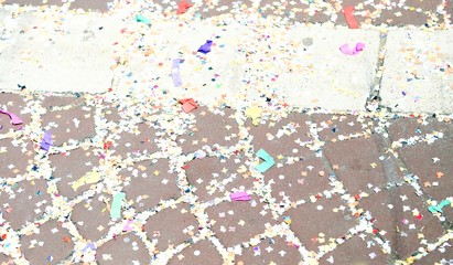 Fototapeta premium confetti to the street of Venice after the Carnival parade