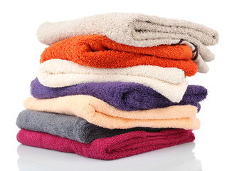 Fototapeta na wymiar Colorful towels isolated on white