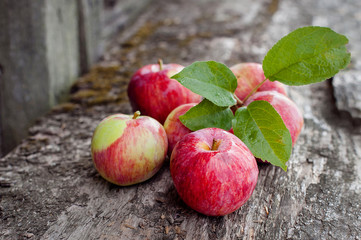 apples on a wooden background