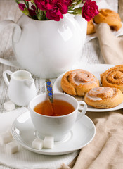 Breakfast with cinnamon buns