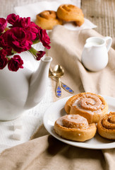Breakfast with cinnamon buns