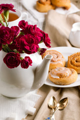 Breakfast with cinnamon bun