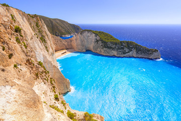 Beautiful Navagio Beach (Shipwreck beach) on Zakynthos Island, Greece