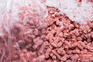 Minced beef frozen in pack © photosiber